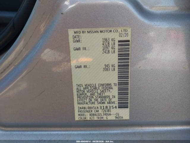 2020 NISSAN ALTIMA S FWD 9