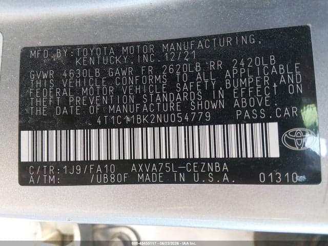 2022 TOYOTA CAMRY LE AWD 9