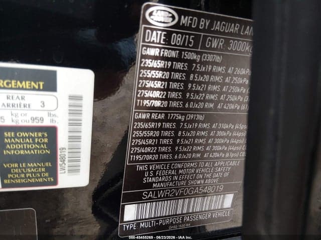 2016 LAND ROVER RANGE ROVER 9