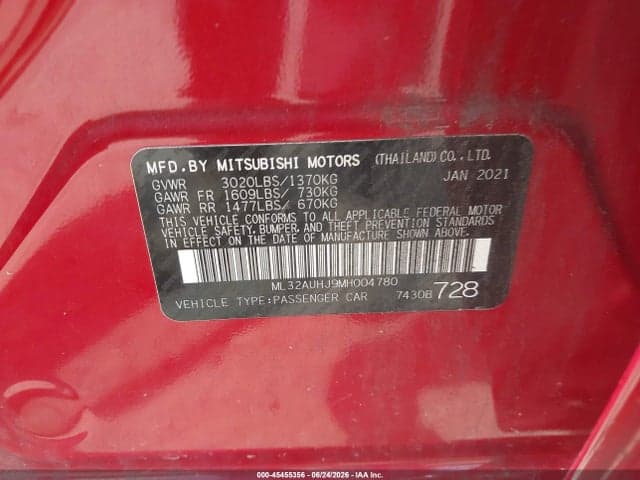 2021 MITSUBISHI MIRAGE CARBONITE 9