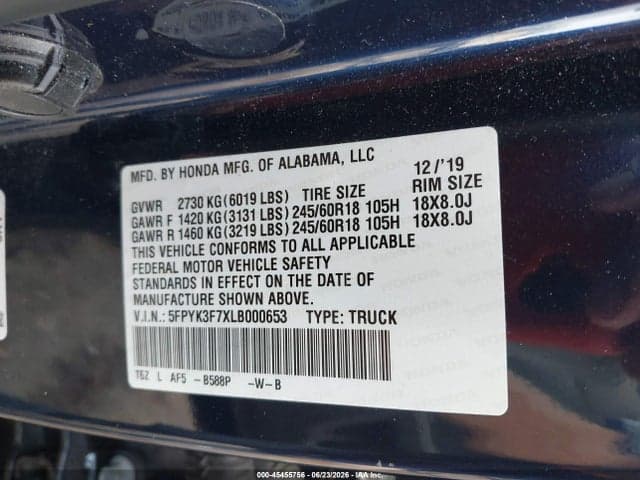 2020 HONDA RIDGELINE RTL-E 9
