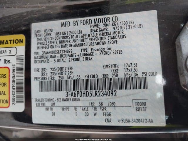 2020 FORD FUSION SE 9