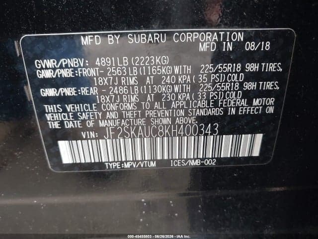 2019 SUBARU FORESTER LIMITED 9