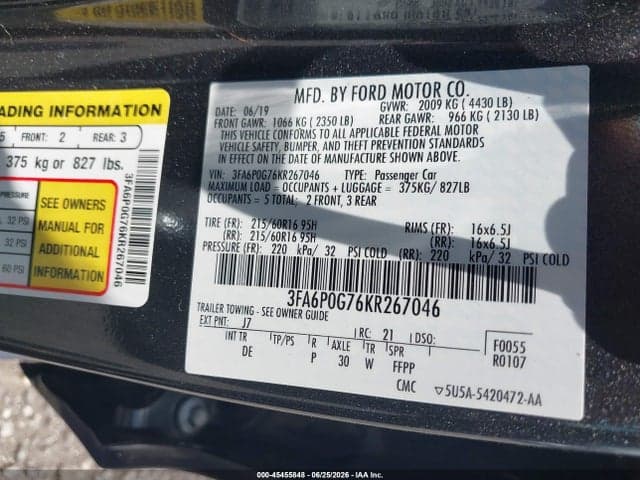 2019 FORD FUSION S 9