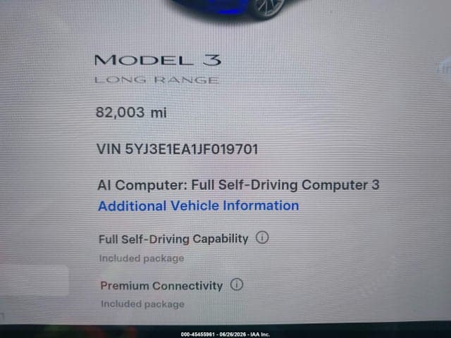 2018 TESLA MODEL 3 LONG RANGE/MID RANGE 15