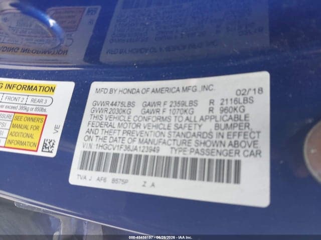 2018 HONDA ACCORD SPORT 9