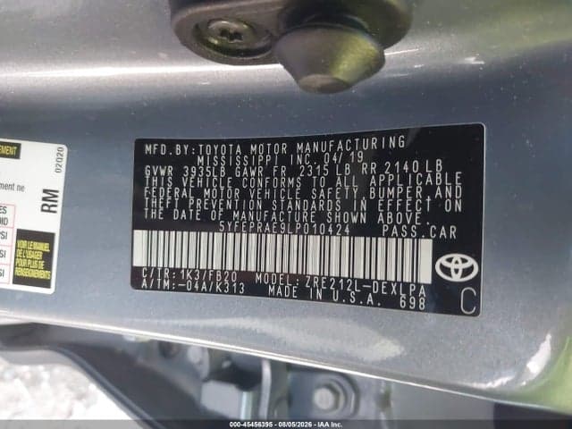 2020 TOYOTA COROLLA LE 9