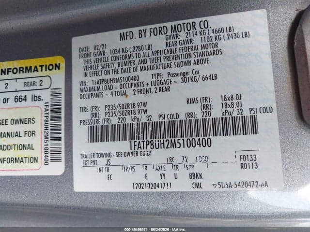 2021 FORD MUSTANG ECOBOOST /ECOBOOST PREMIUM 9
