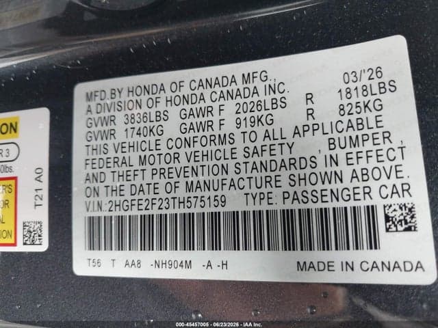 2026 HONDA CIVIC LX 9