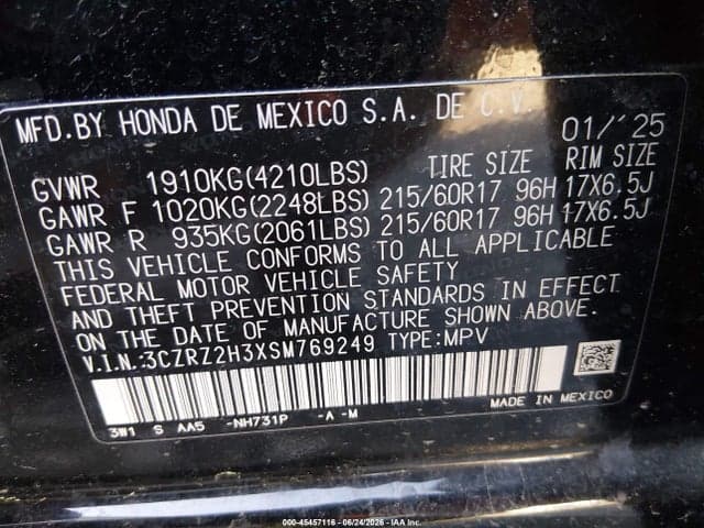 2025 HONDA HR-V AWD LX 9