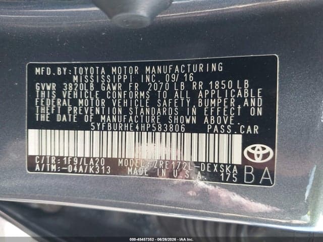 2017 TOYOTA COROLLA SE 9