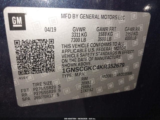 2019 CHEVROLET SUBURBAN LS 9