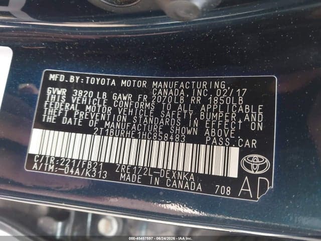 2017 TOYOTA COROLLA LE 9