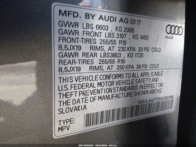 2017 AUDI Q7 3.0T PREMIUM 9