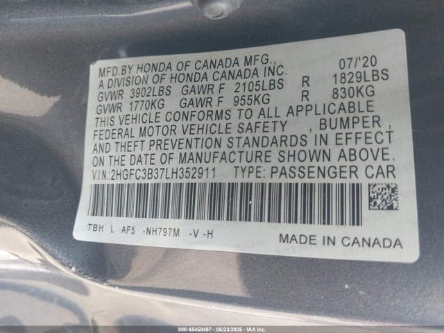 2020 HONDA CIVIC EX 9