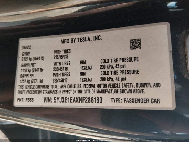 2022 TESLA MODEL 3 10