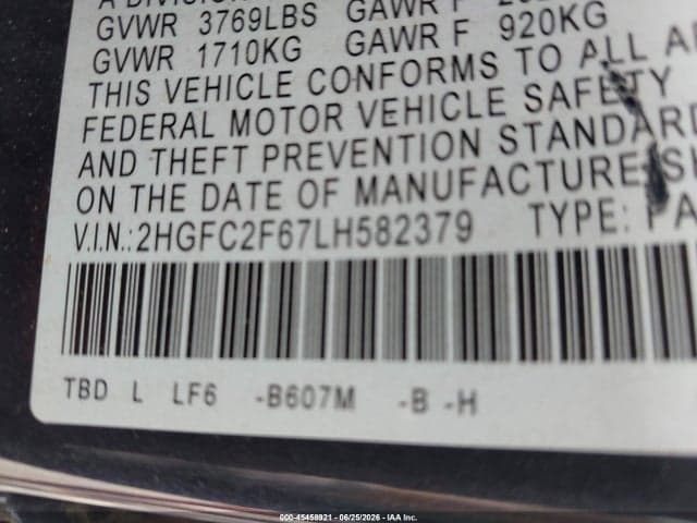 2020 HONDA CIVIC LX 9