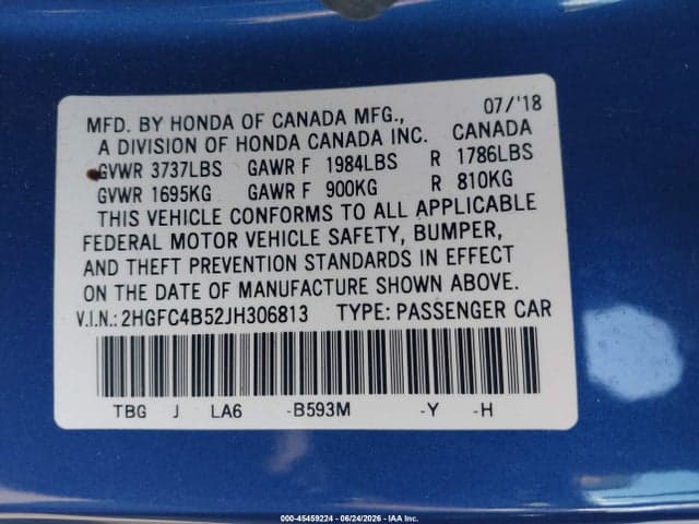 2018 HONDA CIVIC LX 9