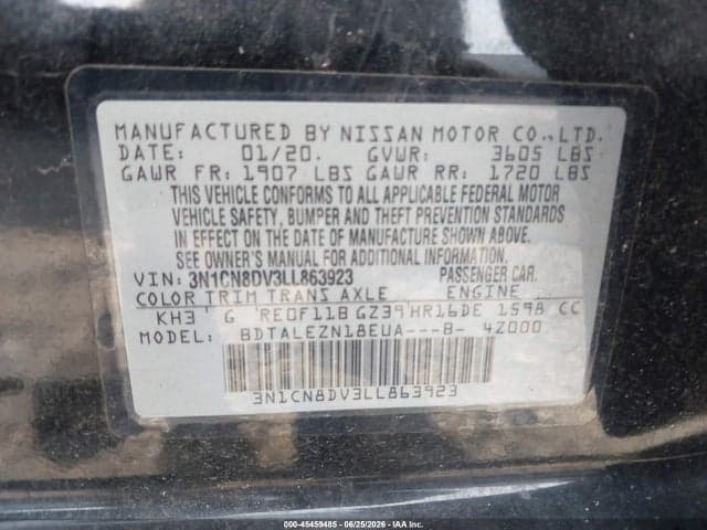 2020 NISSAN VERSA S XTRONIC CVT 9