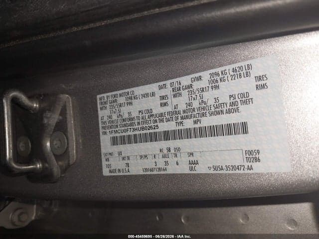 2017 FORD ESCAPE S 9