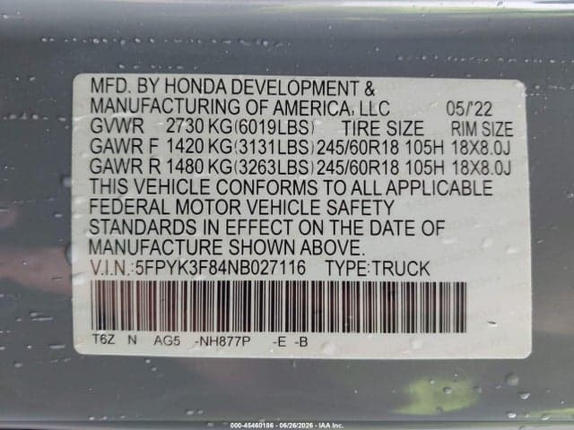 2022 HONDA RIDGELINE BLACK EDITION 9