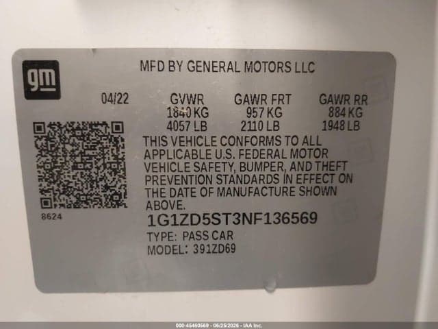 2022 CHEVROLET MALIBU FWD LT 9