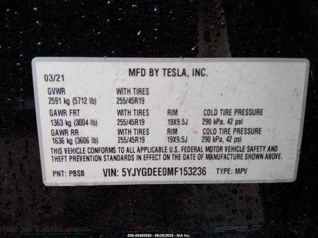 2021 TESLA MODEL Y LONG RANGE DUAL MOTOR ALL-WHEEL DRIVE 9