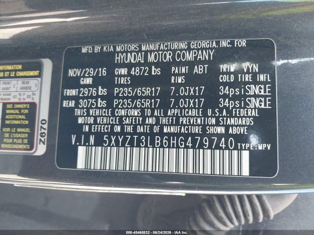 2017 HYUNDAI SANTA FE SPORT 2.4L 9