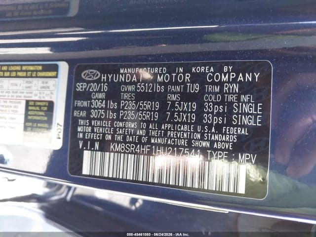 2017 HYUNDAI SANTA FE LIMITED ULTIMATE 9