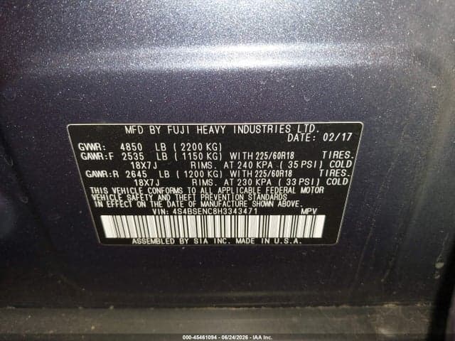 2017 SUBARU OUTBACK 3.6R LIMITED 9