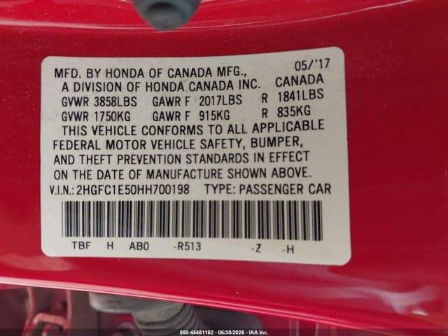 2017 HONDA CIVIC SI 9