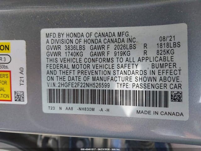 2022 HONDA CIVIC LX 9