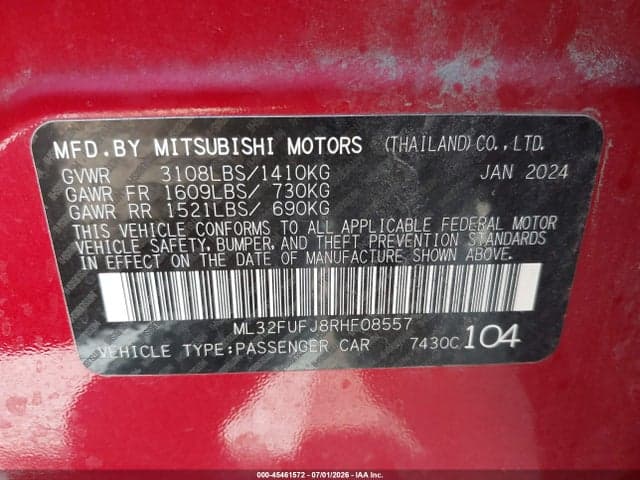 2024 MITSUBISHI MIRAGE G4 LE 9