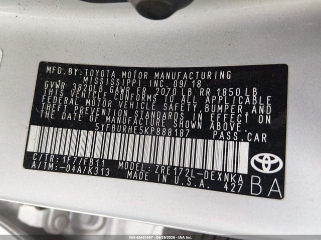 2019 TOYOTA COROLLA LE 9