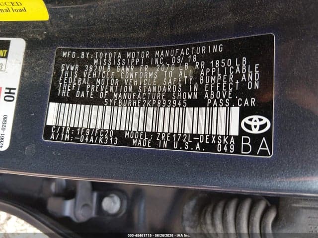 2019 TOYOTA COROLLA SE 9