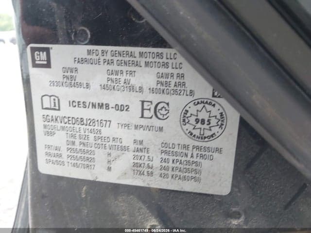 2011 BUICK ENCLAVE 2XL 9