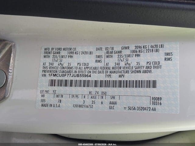 2018 FORD ESCAPE S 8