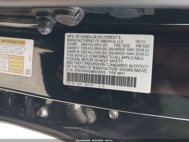 2021 HONDA PASSPORT AWD TOURING 9