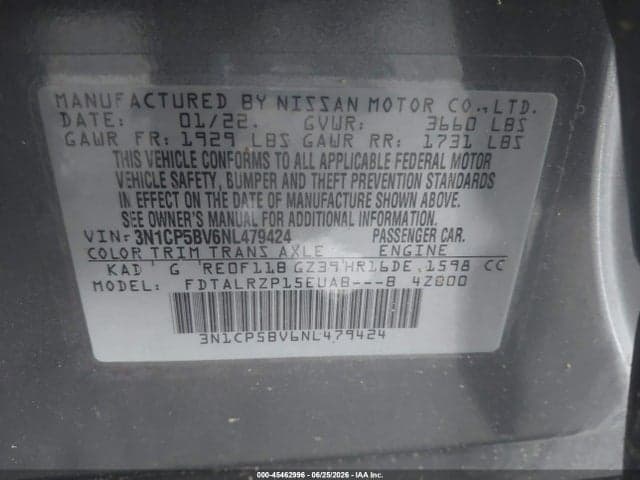 2022 NISSAN KICKS S XTRONIC CVT 9