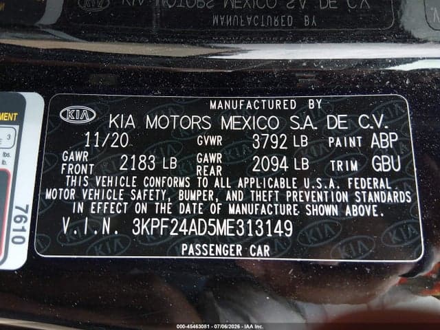 2021 KIA FORTE LXS 9