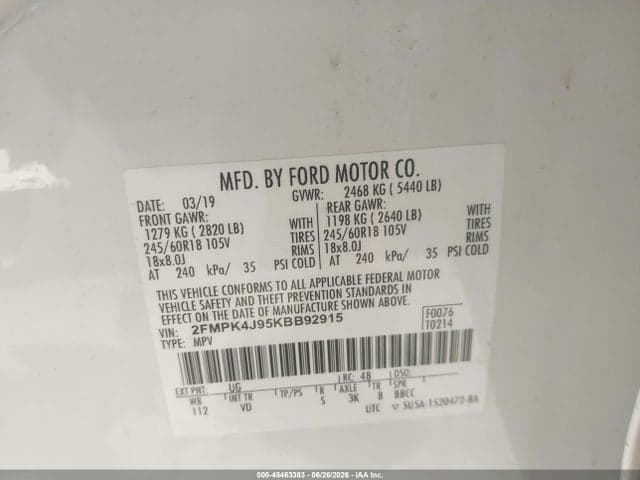 2019 FORD EDGE SEL 9