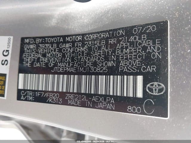 2021 TOYOTA COROLLA LE 9