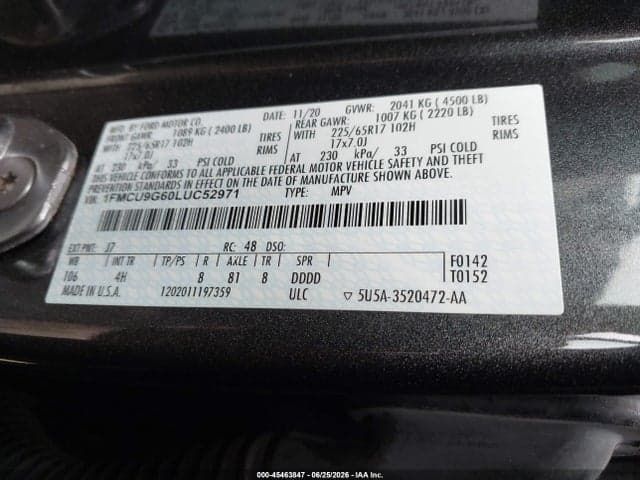 2020 FORD ESCAPE SE 9