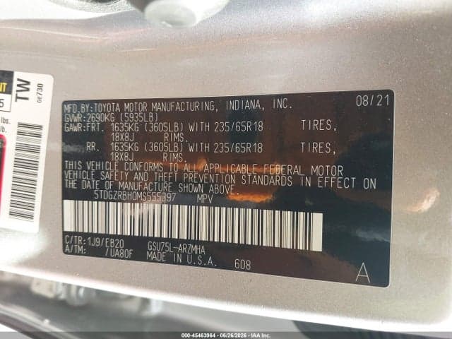 2021 TOYOTA HIGHLANDER XLE 9