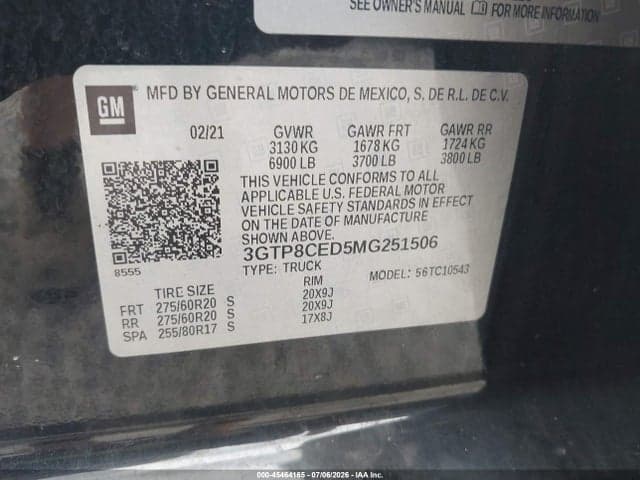 2021 GMC SIERRA 1500 2WD SHORT BOX ELEVATION 9