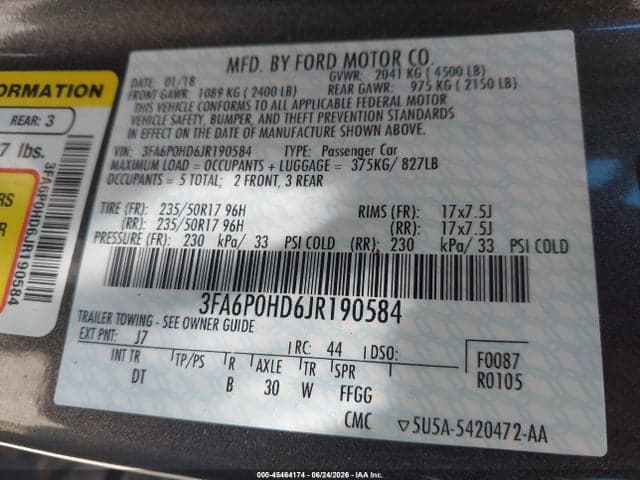 2018 FORD FUSION SE 9