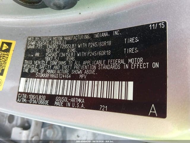 2016 TOYOTA HIGHLANDER XLE V6 9