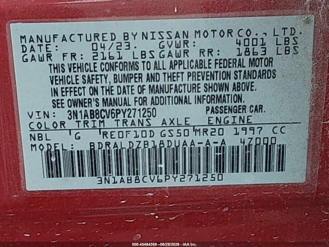 2023 NISSAN SENTRA SV XTRONIC CVT 9