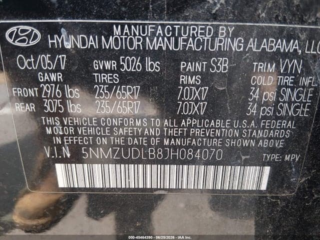2018 HYUNDAI SANTA FE SPORT 2.4L 9