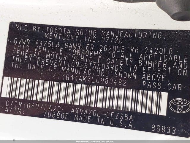 2020 TOYOTA CAMRY SE 9